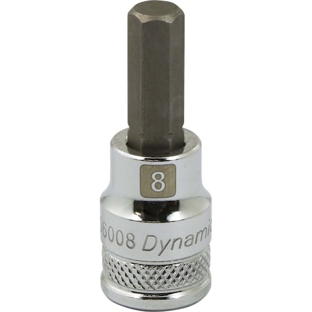 Dynamic Tools 3/8" Drive Metric Hex Head, 8mm Bit Std Length, Chrome Socket D006008